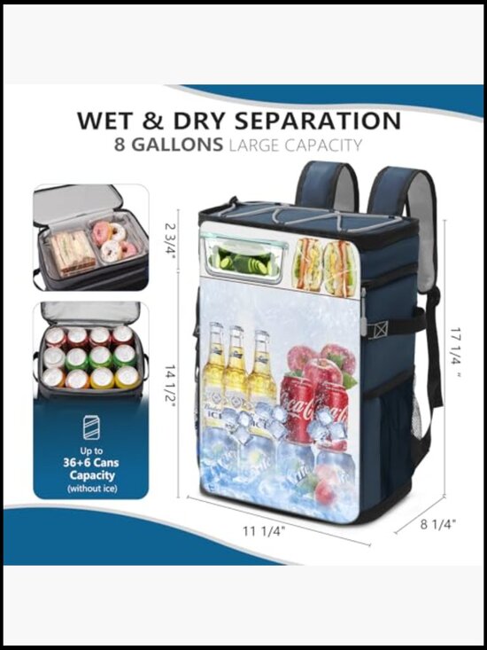 Large Insulated Backpack Cooler 36 Can Capacity Leakproof Waterproof Travel main image 5